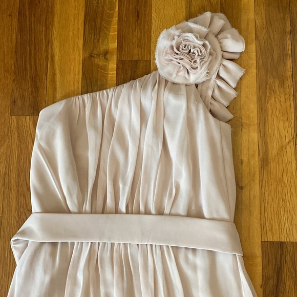 Dessy Girl Tan One Shoulder Dress Size 12 - Picture 2 of 9